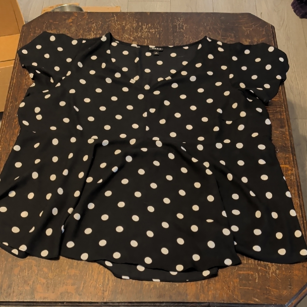 torrid Black Blouse with White Polka Dots